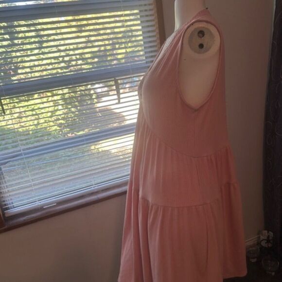 Laundry by Shelli Segal Salmon V-neck sleeveless tiered dress, size L - Picture 2 of 5